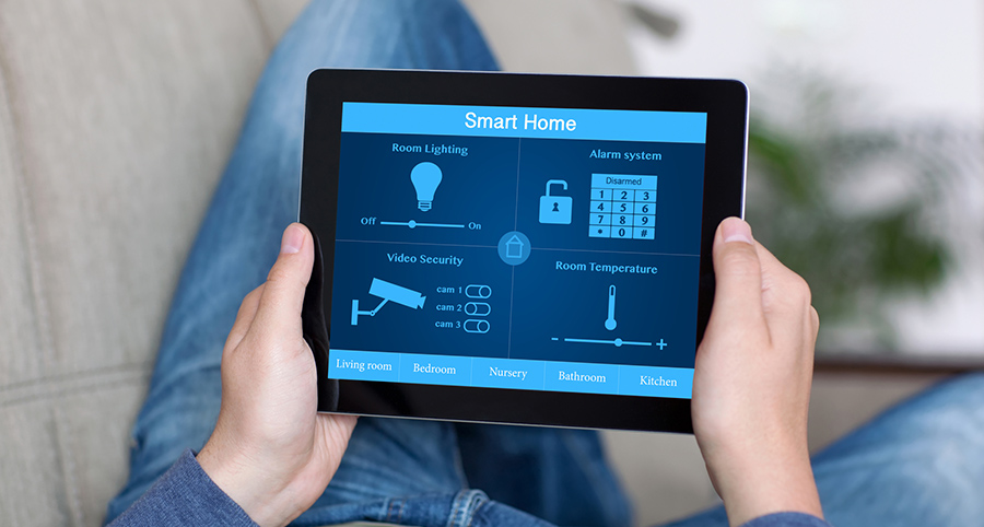 The ability to access and control security components from a mobile device is one of the top smart home trends in Grand Rapids. Close-up of smart home security app.